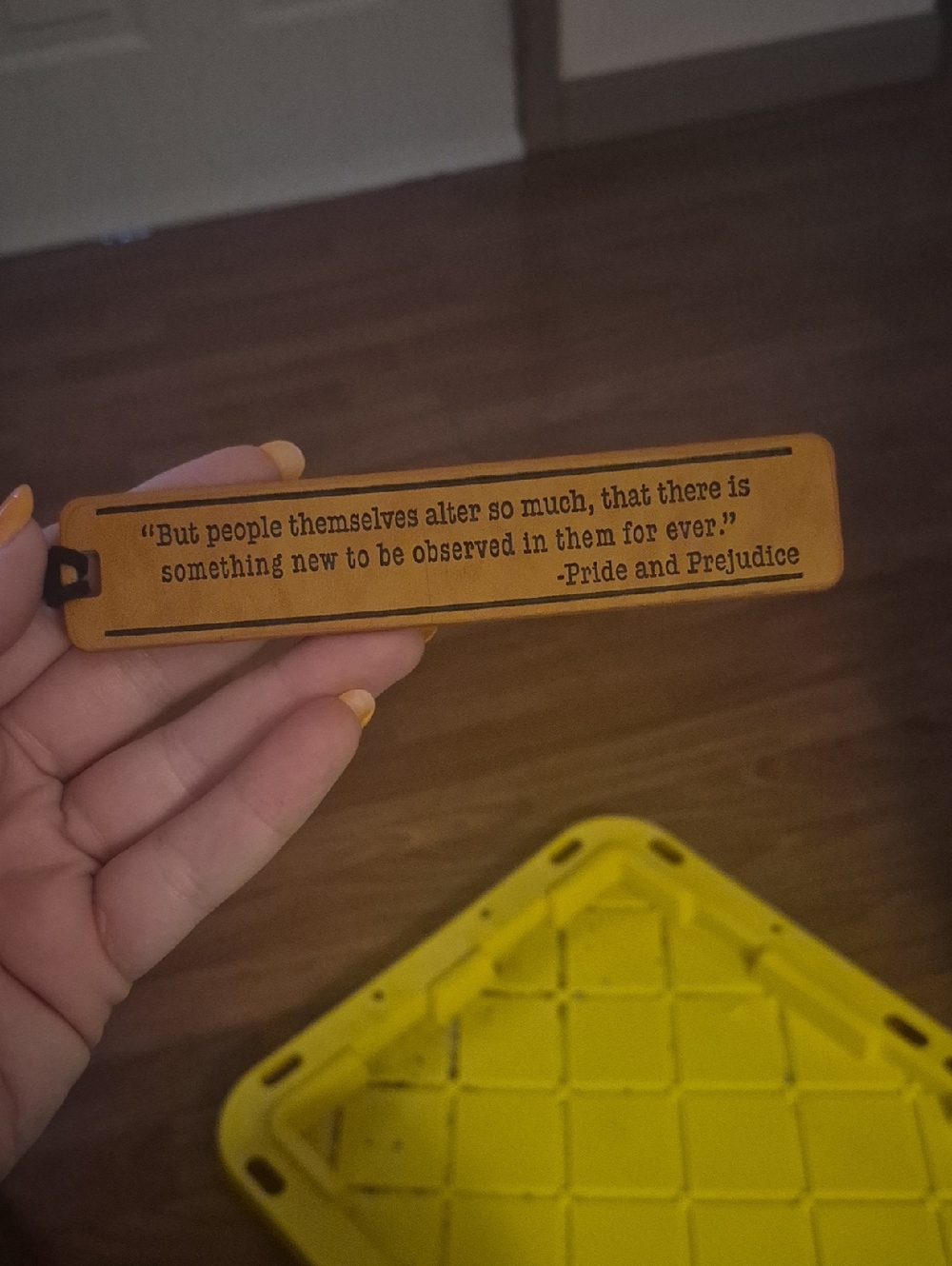 Leather Pride and Prejudice Quote Bookmark - Tan